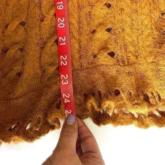 Free People Waterfall Boho Sweater Honey Alpaca Blend V-Neck Sweater Size S - Picture 12 of 16